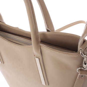 Elegantná tmavá béžová kožená kabelka cez rameno - ItalY Madeline