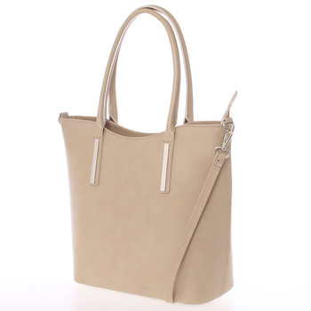 Elegantná tmavá béžová kožená kabelka cez rameno - ItalY Madeline