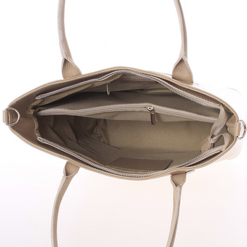 Elegantná tmavá béžová kožená kabelka cez rameno - ItalY Madeline