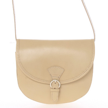 Malá svetlá taupe pevná crossbody kožená kabelka - ItalY EmRoya