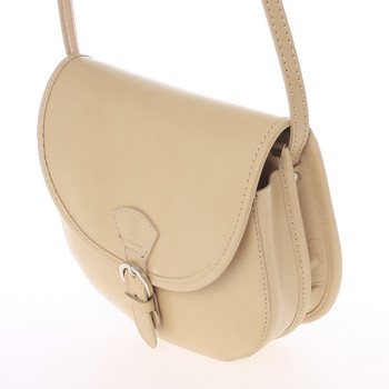 Malá svetlá taupe pevná crossbody kožená kabelka - ItalY EmRoya