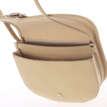 Malá svetlá taupe pevná crossbody kožená kabelka - ItalY EmRoya