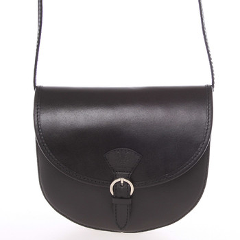 Malá čierna pevná crossbody kožená kabelka - ItalY EmRoya