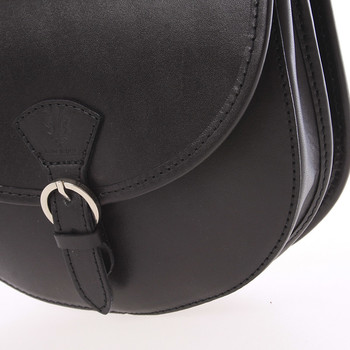 Malá čierna pevná crossbody kožená kabelka - ItalY EmRoya