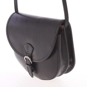 Malá čierna pevná crossbody kožená kabelka - ItalY EmRoya