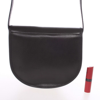 Malá čierna pevná crossbody kožená kabelka - ItalY EmRoya