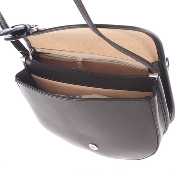 Malá čierna pevná crossbody kožená kabelka - ItalY EmRoya