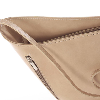 Originálna svetlá taupe kožená crossbody kabelka - Italy Meida