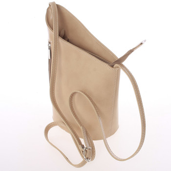 Originálna svetlá taupe kožená crossbody kabelka - Italy Meida