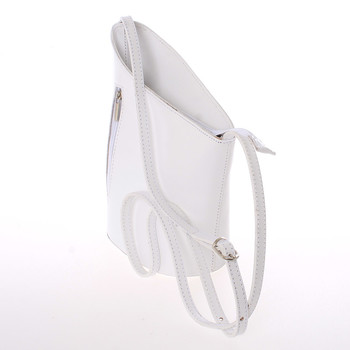 Originálne biela kožená crossbody kabelka - Italy Meida