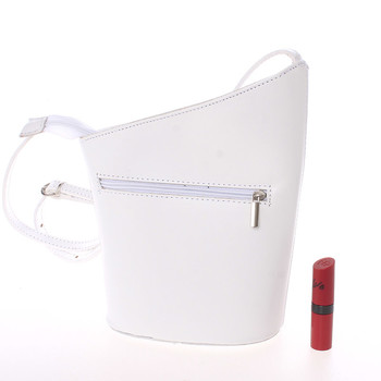 Originálne biela kožená crossbody kabelka - Italy Meida