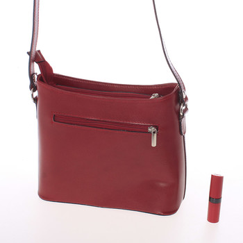 Malá červená  kožená crossbody kabelka - ItalY Madora
