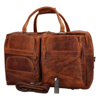 Cestovná kožená taška koňaková - GreenWood Surafel