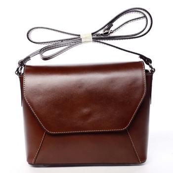 Hnedá dámska kožená crossbody kabelka - ItalY Dunya Two