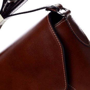 Hnedá dámska kožená crossbody kabelka - ItalY Dunya Two