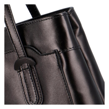 Dámska kožená kabelka cez plece čierna - ItalY Yuramia