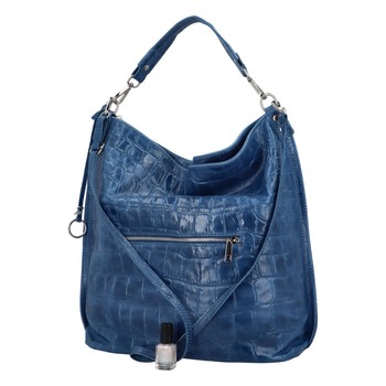Veľká kožená dámska kabelka jeansovo modrá - ItalY Celinda
