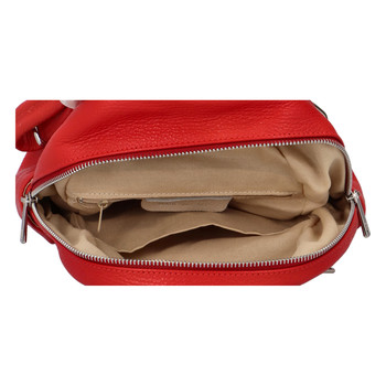 Malý dámsky kožený batôžtek červený - ItalY Crossan