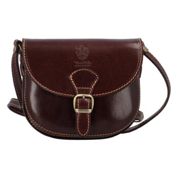 Dámska kožená crossbody kabelka tmavohnedá - ItalY Isabella