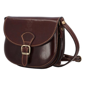 Dámska kožená crossbody kabelka tmavohnedá - ItalY Isabella