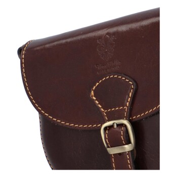 Dámska kožená crossbody kabelka tmavohnedá - ItalY Isabella