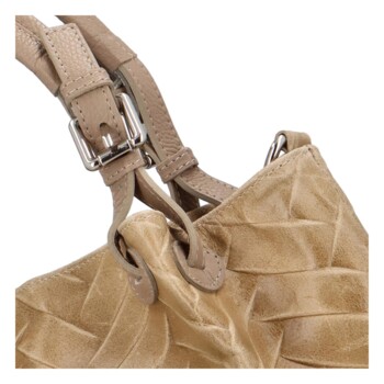 Dámska kožená kabelka cez plece svetlá taupe - ItalY Chelsea