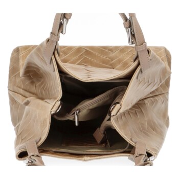 Dámska kožená kabelka cez plece svetlá taupe - ItalY Chelsea