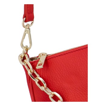 Dámska kožená kabelka cez plece červená - ItalY Chloe