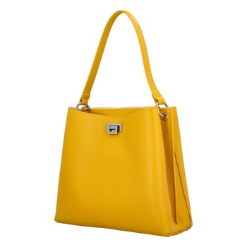 Luxusná dámska kožená kabelka žltá - ItalY Lucy