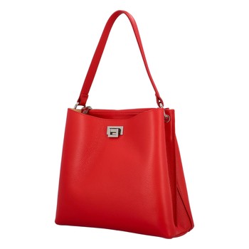 Luxusná dámska kožená kabelka červená - ItalY Lucy