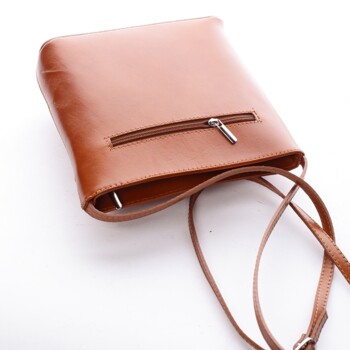 Dámska kožená crossbody kabelka camel - Delami Vera Pelle Aneta