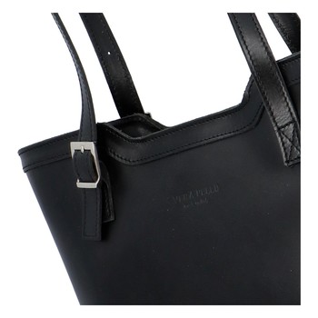 Čierna elegantná kožená kabelka ItalY Melisa