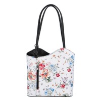 Dámska kožená kabelka batôžtek kvetinová čierna - ItalY Larry