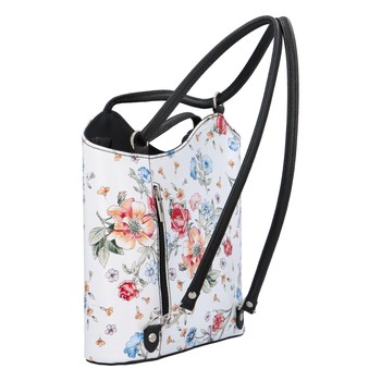Dámska kožená kabelka batôžtek kvetinová čierna - ItalY Larry