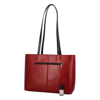Červeno čierna kožená kabelka cez plece - ItalY Yuramica