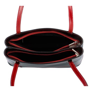 Dámska kožená kabelka cez plece čierna - ItalY Ylumina Red