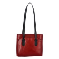 Dámska kožená kabelka cez plece červeno čierna - ItalY Yuramia
