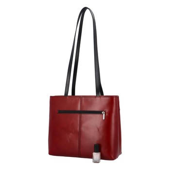 Dámska kožená kabelka cez plece červeno čierna - ItalY Yuramia
