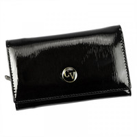 Dámska kožená peňaženka lakovaná čierna - Cavaldi H291