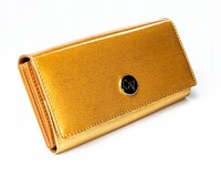 Dámska peňaženka kožená lakovaná zlatá - Cavaldi H201