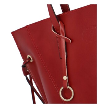 Dámska kožená kabelka červená - Delami Vera Pelle Arttika