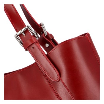 Dámska kožená kabelka cez plece tmavočervená - Delami Ketris