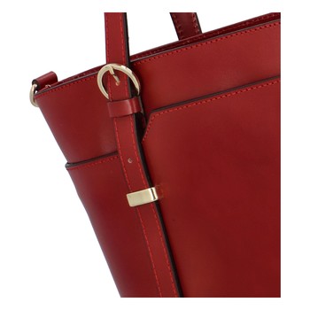Dámska kožená kabelka cez plece tmavočervená - ItalY Naraly