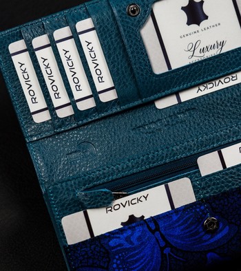 Elegantná kožená peňaženka modrá - Lorenti 037NBF