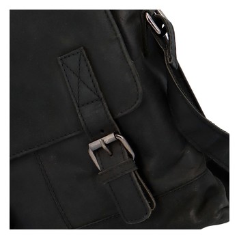 Pánska kožená crossbody taška čierna - Greenwood Yassin
