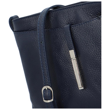 Dámska kožená crossbody kabelka tmavo modrá - ItalY Eneta
