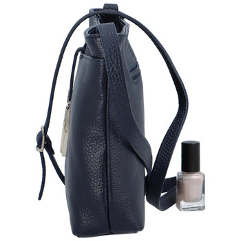 Dámska kožená crossbody kabelka tmavo modrá - ItalY Eneta