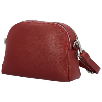 Dámska kožená crossbody kabelka tmavočervená - ItalY Dimba
