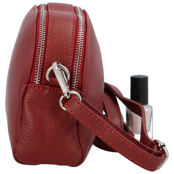 Dámska kožená crossbody kabelka tmavočervená - ItalY Dimba