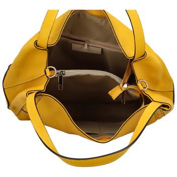 Dámska kožená kabelka cez plece žltá - ItalY Evelyn